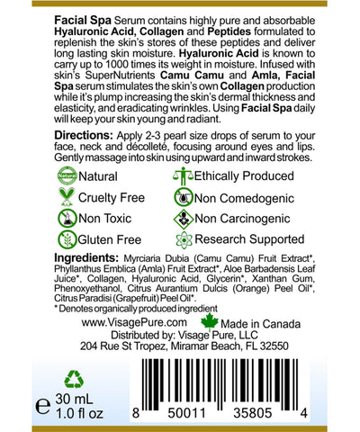 Visage Pure Facial Spa Label Back